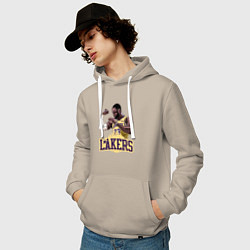 Толстовка-худи хлопковая мужская LeBron - Lakers, цвет: миндальный — фото 2