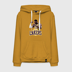 Толстовка-худи хлопковая мужская LeBron - Lakers, цвет: горчичный