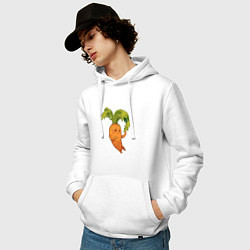 Толстовка-худи хлопковая мужская Милая морковка, цвет: белый — фото 2