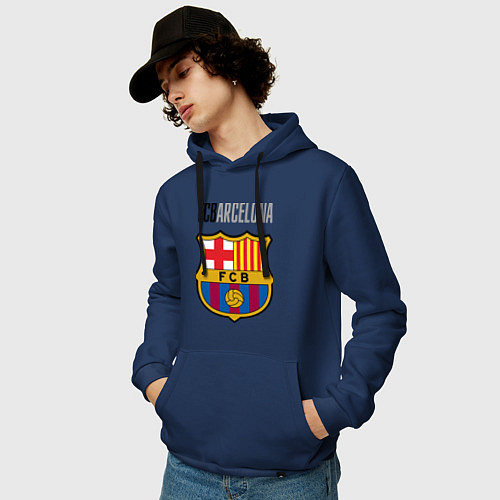 Мужская толстовка-худи Barcelona FC / Тёмно-синий – фото 3