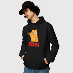 Толстовка-худи хлопковая мужская ACDC rock cat, цвет: черный — фото 2