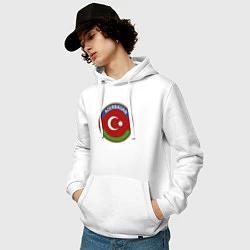 Толстовка-худи хлопковая мужская Азербайджан, цвет: белый — фото 2