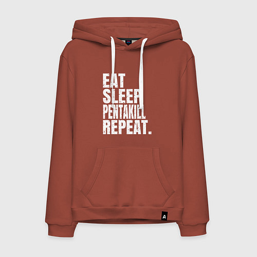 Мужская толстовка-худи EAT SLEEP PENTAKILL REPEAT / Кирпичный – фото 1