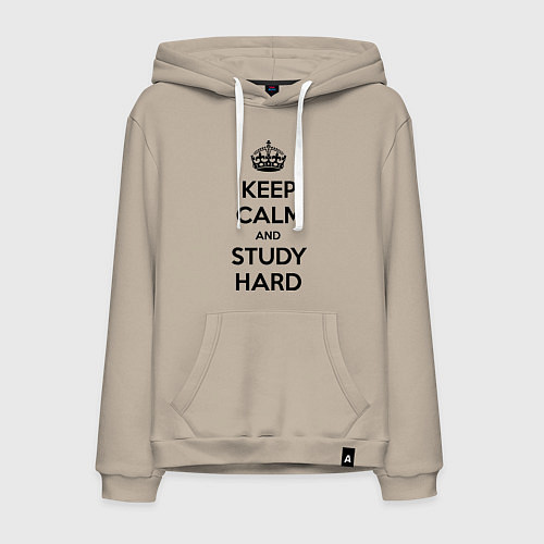 Мужская толстовка-худи Keep Calm & Study Hard / Миндальный – фото 1