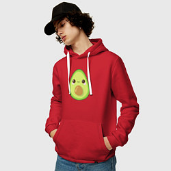 Толстовка-худи хлопковая мужская Avocado, цвет: красный — фото 2