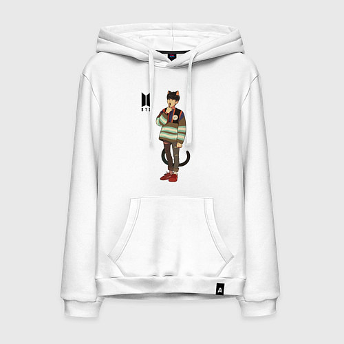 Мужская толстовка-худи BTS Cat / Белый – фото 1