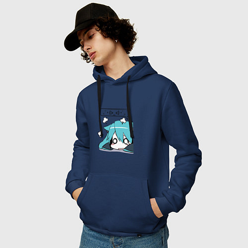 Мужская толстовка-худи Грусть / Тёмно-синий – фото 3