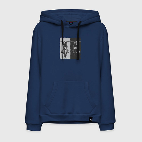 Мужская толстовка-худи Мотоцикл ретро / Тёмно-синий – фото 1