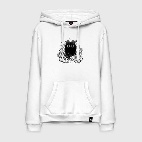 Мужская толстовка-худи Cat in plants / Белый – фото 1