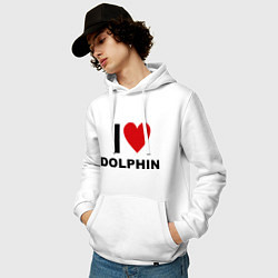 Толстовка-худи хлопковая мужская I love Dolphin, цвет: белый — фото 2