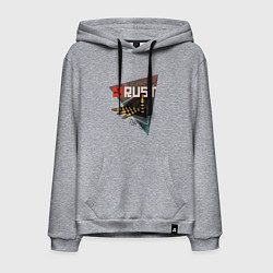 Толстовка-худи хлопковая мужская Rust Стучим в дверь соседу Раст, цвет: меланж