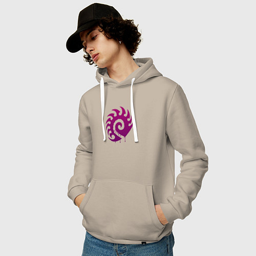 Мужская толстовка-худи Zerg logo Purple / Миндальный – фото 3