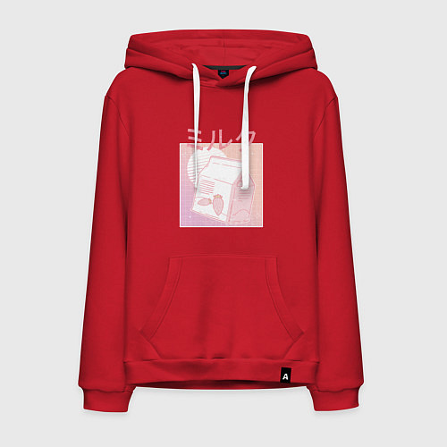 Мужская толстовка-худи Vaporwave Strawberry Milk / Красный – фото 1