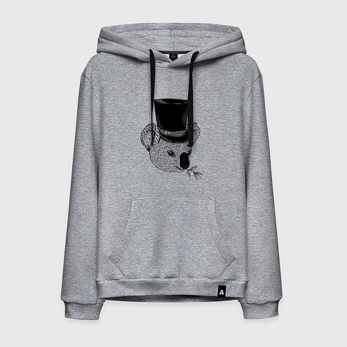 Мужская толстовка-худи Коала Джентльмен в Цилиндре / Меланж – фото 1