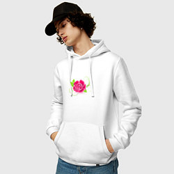 Толстовка-худи хлопковая мужская Цветок, цвет: белый — фото 2