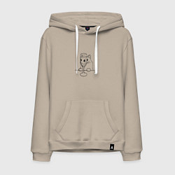 Толстовка-худи хлопковая мужская Кот с бокалом вина татуировка, цвет: миндальный