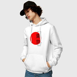 Толстовка-худи хлопковая мужская Tokyo иероглифами, цвет: белый — фото 2