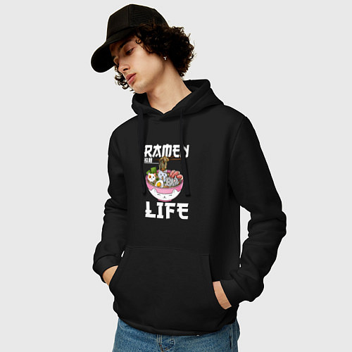 Мужская толстовка-худи Ramen life / Черный – фото 3