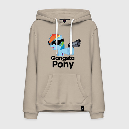 Мужская толстовка-худи Gangsta pony / Миндальный – фото 1
