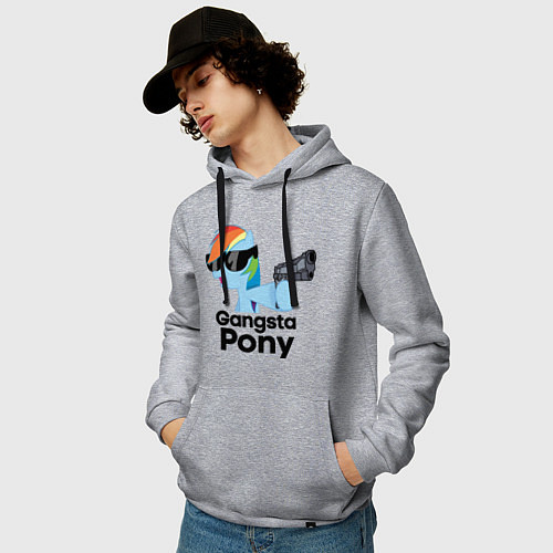 Мужская толстовка-худи Gangsta pony / Меланж – фото 3