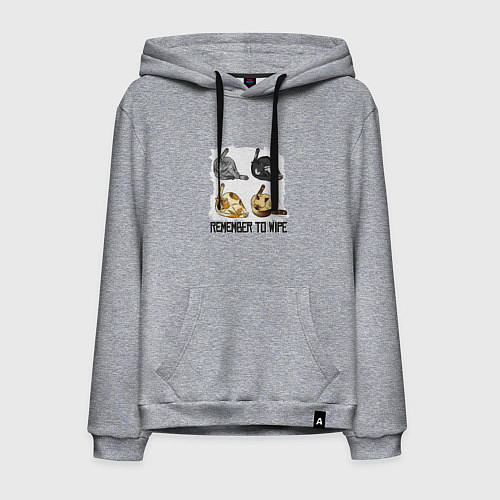 Мужская толстовка-худи Remember to Wipe Коты моются / Меланж – фото 1