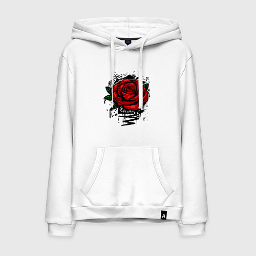 Мужская толстовка-худи Красная Роза Red Rose / Белый – фото 1