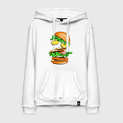 Толстовка-худи хлопковая мужская King Burger, цвет: белый
