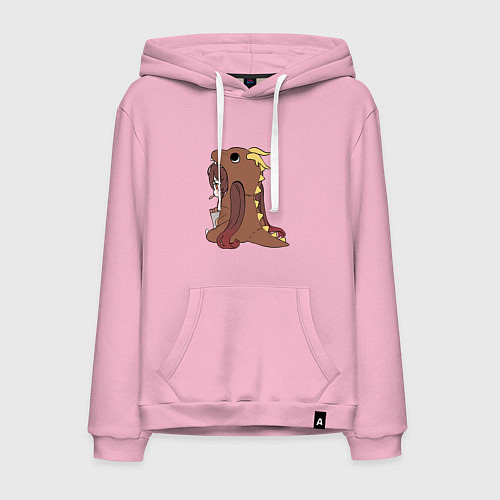 Мужская толстовка-худи Дракончик Ху Тао / Светло-розовый – фото 1