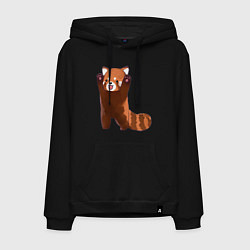 Толстовка-худи хлопковая мужская Нападение милой панды, цвет: черный