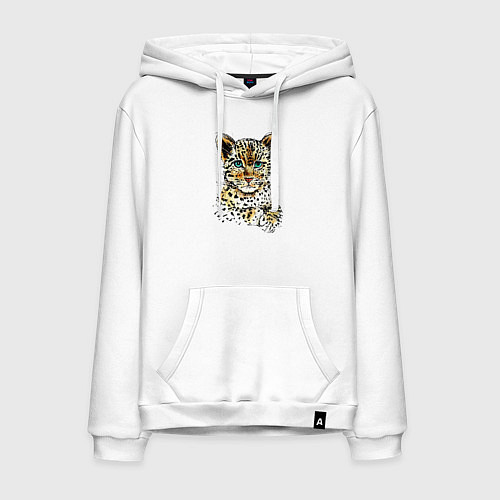 Мужская толстовка-худи Леопардёнок / Белый – фото 1