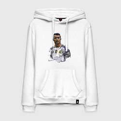 Толстовка-худи хлопковая мужская Cristiano Ronaldo Manchester United Portugal, цвет: белый