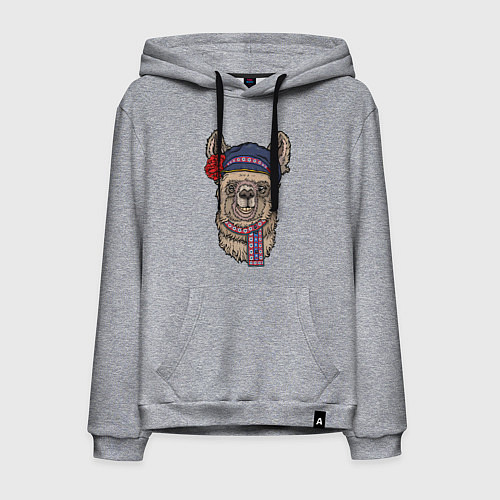 Мужская толстовка-худи Славянская лама / Меланж – фото 1