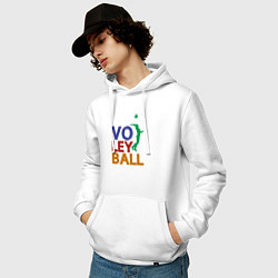 Толстовка-худи хлопковая мужская Game Volleyball, цвет: белый — фото 2