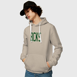 Толстовка-худи хлопковая мужская BCKS Bucks, цвет: миндальный — фото 2
