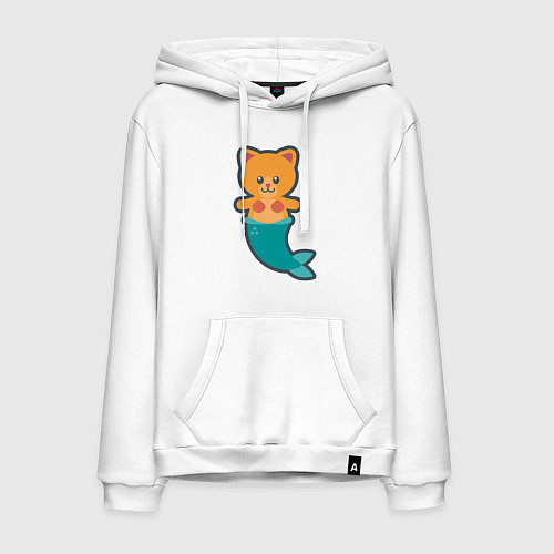 Мужская толстовка-худи Cat Mermaid / Белый – фото 1