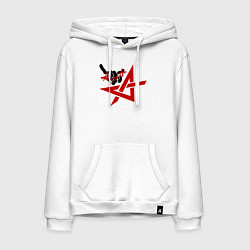 Толстовка-худи хлопковая мужская Алиса коза, цвет: белый