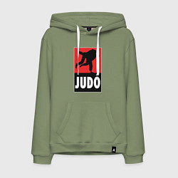 Толстовка-худи хлопковая мужская Judo, цвет: авокадо