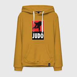Толстовка-худи хлопковая мужская Judo, цвет: горчичный