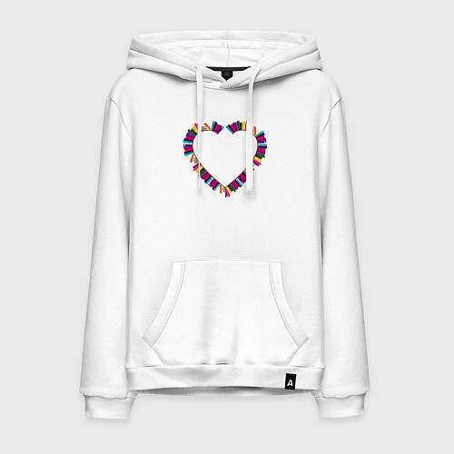 Мужская толстовка-худи Сердце из книг / Белый – фото 1