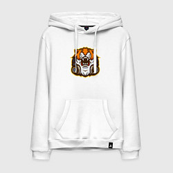 Толстовка-худи хлопковая мужская Tiger Music, цвет: белый