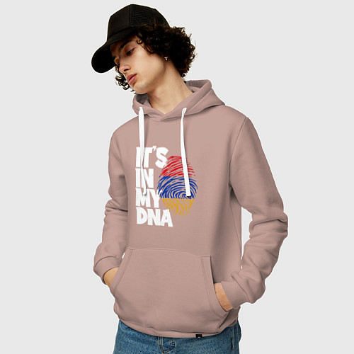 Мужская толстовка-худи ДНК - Армения / Пыльно-розовый – фото 3