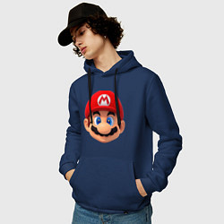 Толстовка-худи хлопковая мужская MarioHead, цвет: тёмно-синий — фото 2