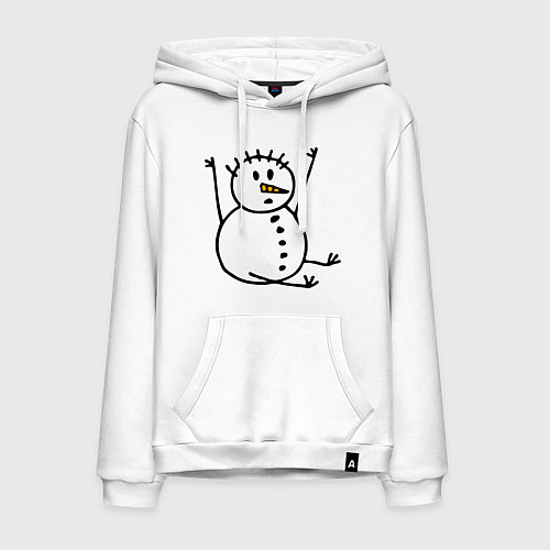 Мужская толстовка-худи Снеговик в дудл-стиле / Белый – фото 1