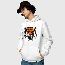 Толстовка-худи хлопковая мужская Tiger Cool, цвет: белый — фото 2