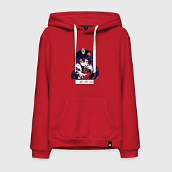 Толстовка-худи хлопковая мужская Ху Тао воздушный поцелуй Геншин импакт, цвет: красный