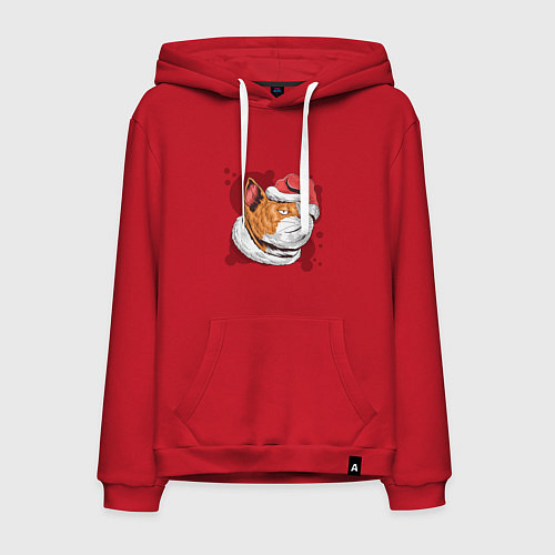 Мужская толстовка-худи Christmas Cat / Красный – фото 1