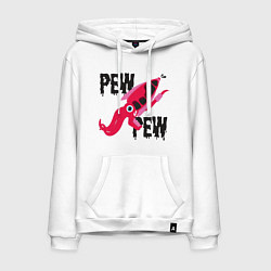 Толстовка-худи хлопковая мужская Pew Pew Squid, цвет: белый