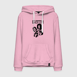 Толстовка-худи хлопковая мужская Участники группы Led Zeppelin, цвет: светло-розовый