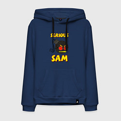 Толстовка-худи хлопковая мужская Serious Sam Bomb Logo, цвет: тёмно-синий