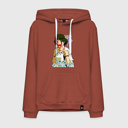 Толстовка-худи хлопковая мужская Angry princess, цвет: кирпичный
